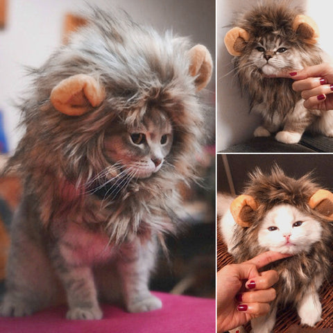 Funny Cute Pet Cat Costume Lion Mane Wig Cap Hat for Cat&Dog - Doggylovers